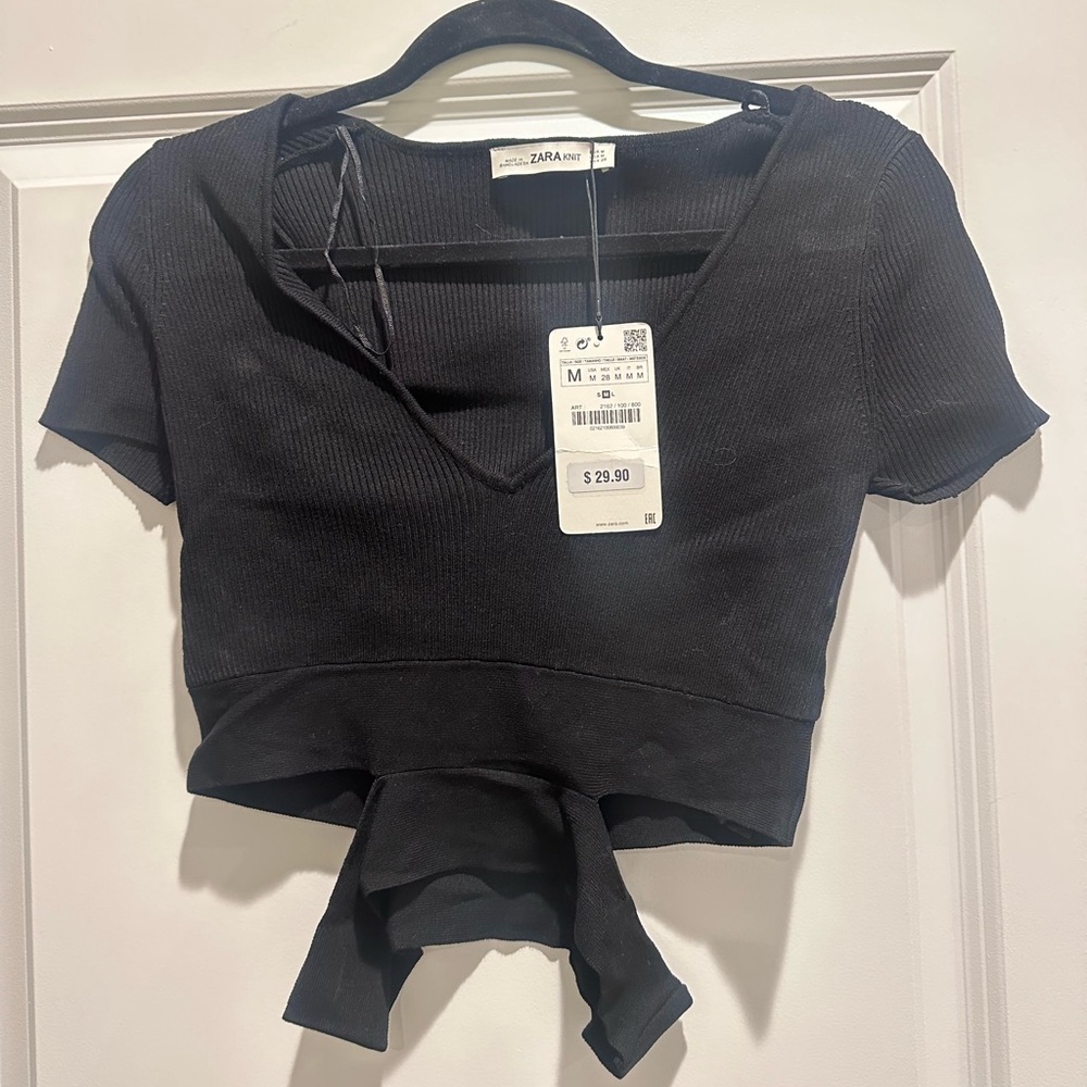 Zara Black V-Neck shirt with cute side slits